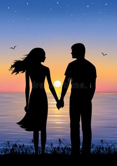 a couple holding hands at sunset with the ocean in the background