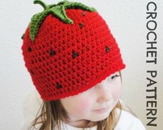 Girls Hat Pattern, Strawberry Hat, Strawberry Crochet, Craft Toys, Yarn Box, Crochet Baby Hat Patterns, Crochet Strawberry, Confection Au Crochet, Crocheted Items