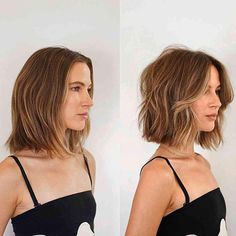 Textured Bob with Curtain Fringe for girls with short hair Womens Short Hair With Curtain Bangs, Wavy Bob Natural, Carved Bob Haircut, Curtain Bangs Bob Hair, Lob 2024, Middle Part Short Hair, Flicked Bob, Texturized Bob