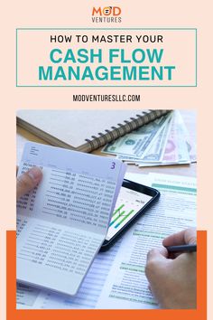 a person writing on a book with the title how to master your cash flow management