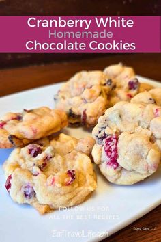 cranberry white chocolate cookies on a plate