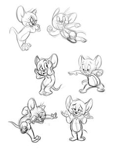 some cartoon mouses are doing different things in the same drawing style as they appear to be