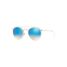 Ray-Ban Round Double-Bridge RB3647 Glass Sunglasses shade your eyes in a way that exudes confidence and self-assurance. The addition of a full metal bridge span across the top brings a strongly cohesive presence to a time-honored Ray-Ban style. These great-looking round sunglasses feature glass lenses affixed to a sturdy all-metal frame. Irresistible, contemporary styling with unisex appeal. Imported.Manufacturer style #: RB3647.   Confident and self-assured  Full metal bridge span  Iconic round Blue Rimless Glass Sunglasses, Blue Aviator Sunglasses With Tinted Lenses, Blue Round Frame Sunglasses With Mirrored Lenses, Blue Gradient Aviator Sunglasses With Glass Lenses, Ray Ban Round, Metal Bridge, Round Ray Bans, Shades Sunglasses, Blue Gradient