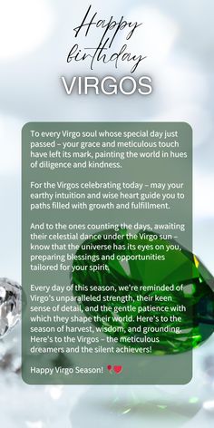 a green diamond with the words happy birthday virgos