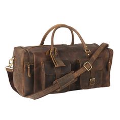 Free Personalization is available on this item for orders above 50 USD. 100% REAL HUNTER BUFFALO LEATHER - This rugged Leather duffel bag is made from 100% real hunter buffalo leather and is handcrafted. With Time the colour, texture and character get richer i.e. The leather ages beautifully SPACIOUS DESIGN - these sleek handcrafted leather duffel bags are easy to carry and include 2 outside Buckled pockets and 2 large zipper pockets on each side. This weekender measures 24 inches in length 10 i Rugged Duffle Bag For Overnight Trips With Large Capacity, Rugged Large Capacity Duffle Bag For Overnight Trips, Rugged Large Capacity Bags For Overnight Trips, Rugged Large Capacity Rectangular Travel Bag, Rugged Rectangular Duffle Bag For Everyday Use, Rugged Large Capacity Rectangular Bag, Rectangular Leather Weekender Bag For Outdoor, Rugged Rectangular Travel Bag, Rectangular Rugged Travel Bag For Daily Use