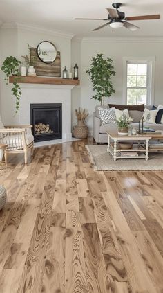 a living room filled with furniture and a fire place