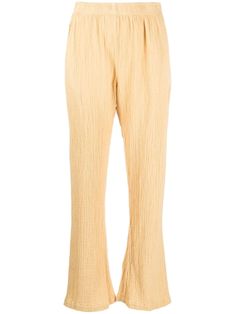 butter yellow cotton crinkled finish elasticated waistband two side slit pockets straight leg straight hem Raquel Allegra, Butter Yellow, Cotton Trousers, Cotton Viscose, Pants Straight, Straight Leg Pants, Bottoms Pants, Womens Bottoms, Top Brands