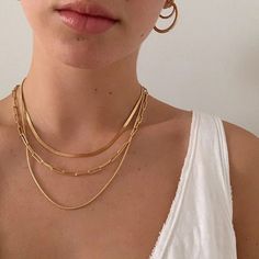 Follow Us On Instagram: @Shopcdthelabel Materials Vermeil How Do You Pronounce That? We've Got You: Ver - May. Not To Be Confused With Regular Gold Plating, Our Vermeil Is A Thick Layer Of 18k Solid Gold On Sterling Silver. Gold Chain Necklaces, Trend Jewelry, Layered Chain Necklace, 18k Gold Chain, Layered Necklace Set, Gold Necklace Layered, Chain Necklaces, Girly Jewelry, Chain Pendant