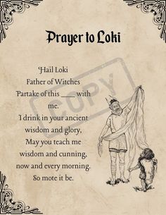 prayer to the father of witches with an illustration of a man holding a tarp