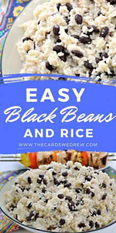 easy black beans and rice on a plate