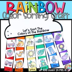 the rainbow color sorting craft is shown in front of an advertisement for it's name