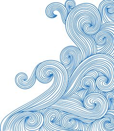 an abstract blue and white drawing of waves