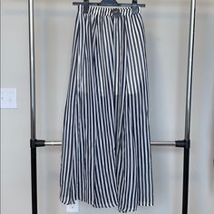 New With Tags Flowy Maxi Skirt Navy Blue And White Strips Size Small White Underlining Slip Spring Striped Maxi Skirt With Lining, Striped Maxi Skirt With Lined Skirt For Spring, Flowy Striped Midi Skirt, Vacation Striped Lined Skirt, Chic Striped Lined Maxi Skirt, Casual Striped Flowy Bottoms, Flowy Maxi Skirt, Flowy Maxi Skirts, Abercrombie Fitch