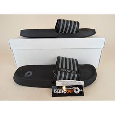 Akademiks Sandals Mens 45 Flip 1.0 Slip On Pool Slides Black Grey Shoes New - Us Size:11 - Eur Size: 45 - New With Box Condition - Pair In Photos Is The Exact Pair You Are Purchasing - Original Retail Price Is $25 - We Always Carefully Package And Box. Ships Asap. - Reach Out With Any Questions! - Make Sure To Follow Us. We List New Inventory Daily And Offer Crazy Deals! Slip-resistant Black Sandals, Black Slides With Ortholite Insole For Outdoor, Sporty Black Sandals With Ortholite Insole, Black Slip-resistant Sandals Made Of Tpr, Black Slip-resistant Sandals, All Black Adidas, Adidas High Tops, Black Slides, Slide Slippers