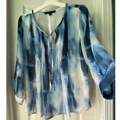 Never Worn, No Tags. I Bought It And Hung It In The Closet And Forgot About It! Long-Sleeve Lined Chiffon Top. Blue/White Tie Dye Pattern. Flattering Loose-Fitting Fits Just About Any Body Type. Size 10. Super Cute! See Pics With Tape Measure Showing All Dimensions. Thanks! Blue Long Sleeve Chiffon Top, Blue Chiffon Long Sleeve Top, Tommy Hilfiger Long Sleeve Blouse For Spring, Elegant Long Sleeve Tommy Hilfiger Tops, Elegant Long Sleeve Tops By Tommy Hilfiger, Tommy Hilfiger Casual Spring Blouse, Casual Tommy Hilfiger Blouse For Spring, Tommy Hilfiger Casual Blouse For Spring, Summer Blue Chiffon Blouse