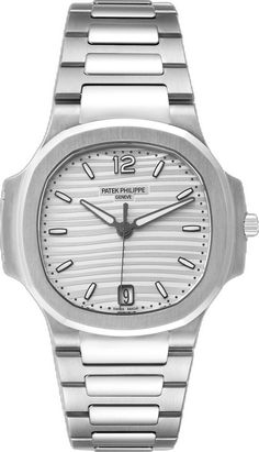 White Watches With Diamond Hour Markers And Rectangular Dial, White Watches With Chronometer And Rectangular Dial, White Watch With Chronometer, Rectangular Dial, Patek Philippe Nautilus, Own It, Patek Philippe, Nautilus, Timeless Elegance, Silver