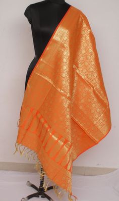 Orange Banarasi Dupatta Indian Art Silk Woven Zari Brocade Long Stole Scarves Orange Banarasi Dupatta Indian Art Silk Woven Zari Brocade Long Stole Scarves Product Description: A Gorgeous Piece of Banarasi Brocade Zari Woven Dupatta .. Fabric of this Dupatta is Art Silk or Artificial Silk, This Dupatta can be worn on Sarees & Suits on Parties and special occasion. One can also use this Dupatta as a Multi-Purpose fabric to make some thing New Cushion & Table Runners, Beautiful Dress and many more Orange Dupatta, Banarasi Brocade, Stole Scarf, Indian Art, Beautiful Dress, Silk Fabric, Table Runners, Beautiful Dresses, Special Occasion