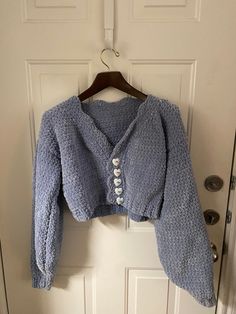 Crocheted sweater Blue Crochet Sweater, Sweaters Crochet, Blue Crochet, Navy Grey, Crochet Sweater, Jumpers And Cardigans, Blue Sweaters, Cardigans For Women, Sweater Outfits