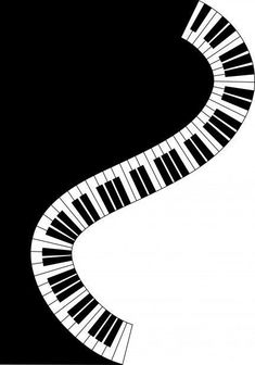 an image of a piano keyboard in the shape of a spiral stair case on a black and white background