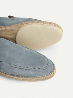 These Aurélien Espadrilles Beachside Loafers Lightblue for Men Size 7.5 symbolize Mediterranean style and ultimate comfort. A combination of traditional details and a contemporary twist. This model is made in  Suède. The  Shoes are made entirely by hand in Italy. For exclusive, luxurious and handmade Italian Shoes you've come to the right place at Aurélien! Italian Shoes, Mediterranean Style, Blue Suede, Espadrilles, Light Blue, Loafers, Blue