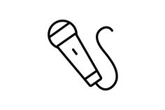 a black and white line drawing of a microphone with the letter s on it's side