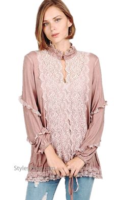 Brenda Lace Detailed Top with Waist Drawstring Red Bean (Pink) Ladies Blouse, Red Bean, Red Beans, Lace Blouse, Lace Detail, Lace Top, Blouses For Women, Tunic Tops, Top Outfits