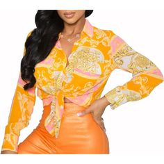 You Will Love These Stylish And Modern Blouses For Women That Have Beautiful, Vibrant Colors. They Have A Pretty Design And Fit Very Well Casual Long Sleeve Shirts Can Be Tie Front As A Dress Which Would Be Welcomed In Party Club Night,Help You Get Many Compliments. Classic Lapel Shirts With Vibrant Color Perfect Casual,Daily Wear,Travelling,Beach Cover Ups,Camping,Formal,Homecoming,Wedding,Birthday Gift,Dinner And So On. Multicolor Printed Party Shirt, Chic Multicolor V-neck Shirt, Chic Orange Collared Top, Chic Multicolor Button-up Blouse, Chic Multicolor Long Sleeve Shirt, Trendy Long Sleeve Shirt With Vibrant Print, Trendy Orange Long Sleeve Shirt, Trendy Long Sleeve Top With Vibrant Print, Trendy Long Sleeve Blouse With Vibrant Print