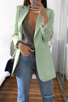 Summer Office Outfits, Stylish Suit, Summer Work Outfits, Green Blazer, Work Outfits Women, All Eyes, Black White Pink, Office Outfits, Casual Fits