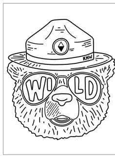 a bear wearing sunglasses and a hat with the word wild on it