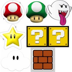 super mario bros paper crafting kit for kids to use on crafts and projects such as cards, stickers or magnets