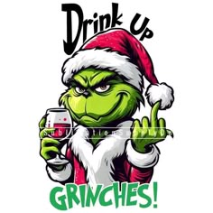 the grinch is holding a glass of wine