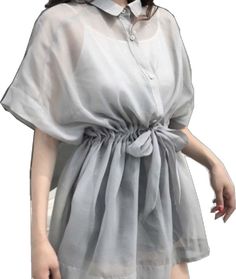 Elegant Gray Summer Blouse, Gray Blouse For Spring Day Out, Gray Spring Blouse For A Day Out, Spring Gray Blouse For Day Out, Chic Gray Summer Blouse, Gray Summer Tops For Daywear, Gray Collared Blouse For Spring, Spring Collared Gray Blouse, Spring Gray Collared Blouse