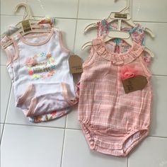 Five Chick Pea Bodysuits/Rompers. One Set Has 2 Sleeveless Rompers. Other Set Has 3 Tank Onesies. Size 3-6 Months. Pink Sleeveless Onesie, Sleeveless Bodysuit For Playtime, Sleeveless Pink Bodysuit For Playtime, Pink Sleeveless Onesie For Spring, Pink Bodysuit For Playtime In Spring, Pink Bodysuit For Playwear In Spring, Pink Bodysuit For Spring Playwear, Pink Spring Bodysuit For Playwear, Cute Pink Bodysuit For Playwear