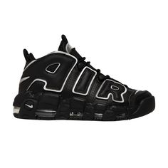 Find NIKE Wmns Air More Uptempo ' Metallic Silver on Editorialist. Wmns Air More Uptempo 'Black Metallic Silver' Nike Air Uptempo Black, Nike Air Uptempo, Black Metallic, Black And Silver, Black Outfit, Black Silver, Metallic Silver, Nike Air, Girl Outfits