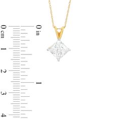 Revisit classic style with the sophisticated look of this bold certified princess-cut lab-created diamond solitaire pendant in 14K gold. Fashioned in 14K gold The tilted 1-1/2 ct. certified princess-cut lab-created diamond solitaire boasts a color rank of F and clarity of Vs2. Includes certification card This pendant suspends from a split bail along an 18.0-inch rope chain that secures with a spring-ring clasp. Anniversary Princess Cut Diamond Necklace In Fine Jewelry Style, Fine Jewelry Princess Cut Diamond Necklace For Anniversary, Wedding Diamond Necklace Brilliant And Princess Cut, Wedding Diamond Necklace Princess Cut Brilliant, Princess Cut Diamond Necklace In Fine Jewelry Style, Princess Cut Diamond Necklace For Anniversary, Anniversary Princess Cut Diamond Necklace With Accents, Classic Princess Cut Solitaire Necklace For Anniversary, Elegant Princess Cut Diamond Solitaire Necklace