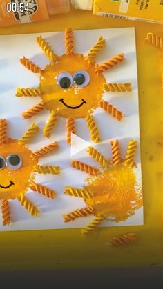 the sun is made out of pasta and has googly eyes on it's face