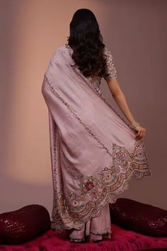 Shop for Rishi and Soujit Pink Linear Pattern Saree With Blouse for Women Online at Aza Fashions Pink Pre-draped Saree With Intricate Embroidery For Navratri, Anarkali Pink Pre-draped Saree With Floral Embroidery, Pink Art Silk Pre-draped Saree With Intricate Embroidery, Pink Pre-draped Saree With Intricate Embroidery For Designer Wear, Pink Intricate Embroidery Designer Pre-draped Saree, Pink Anarkali Pre-draped Saree With Intricate Embroidery, Festive Pink Pre-draped Saree With Floral Embroidery, Festive Pink Pre-draped Saree With Intricate Embroidery, Pink Chanderi Pre-draped Saree With Intricate Embroidery