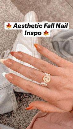 Nail Designs And Shapes, Semi Fall Nails, At Home Simple Nail Designs, Cute Nails With No Design, October Nails Square Short, Cute Aesthetic Fall Nails, Easy September Nails, Simple Nail Ideas Autumn, Simple Nail Designs With French Tip