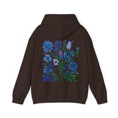 Charge into your next adventure with our Blue Flower Hoodie! This unique design features a fun and warm wildflower print, perfect for those who love to take risks and stand out. Stay cozy while making a bold statement. ♥ We want you to be happy with your item, and for it to bring you joy! If you have any problems with your order or your item, please contact us prior to leaving a review. We will do what we can to take care of you and ensure that you are a happy customer. If you are satisfied, we Winter Floral Print Cotton Hoodie, Wildflower Print, Flower Hoodie, Floral Hoodie, Happy Customer, Take Risks, Stay Cozy, Blue Flower, Blue Flowers