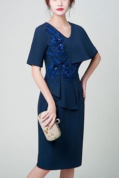 Shop Women Dresses by Occasion - SheProm.com Blue V-neck Short Sleeve Dress For Party, Navy V-neck Midi Dress For Evening, Formal Navy V-neck Midi Dress, Elegant Blue V-neck Dress For Evening, Elegant Blue V-neck Midi Dress, Formal Navy Midi Dress V-neck, Formal Navy Midi Dress With V-neck, Elegant Blue V-neck Dress For Party, Blue Short Sleeve V-neck Dress For Party