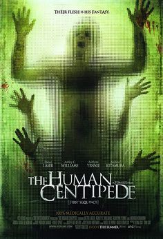 the human centipee movie poster with an image of a woman holding her hands up