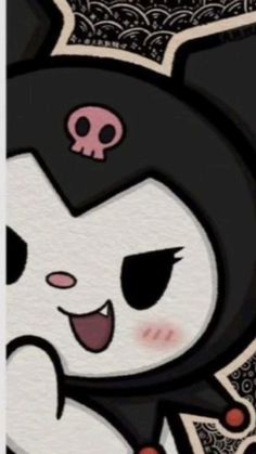 a cartoon character with a skull on it's head and an evil expression in the background