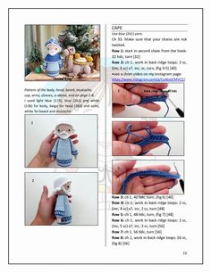 instructions for crocheted stuffed animals in blue and white