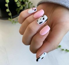 Pink Nail Art Designs, Cute Pink Nails, Pastel Nails Designs, Cow Nails, Cute Acrylic Nail Designs, Pink Nail Art, Her Nails, Pink Nail Designs