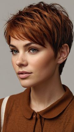 Edgy Goth Hair Color for Bold Women 🌟 Straight Auburn Hair, Goth Hair Color, Shot Hair Cuts, Modern Pixie Haircut, Fall Highlights, Modern Pixie