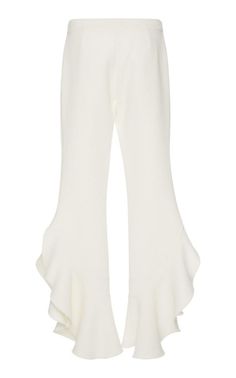 Crepe Ruffle Pants Giambattista Valli Ruffle Pants, Giambattista Valli, Straight Leg Trousers, Straight Leg Pants, Moda Operandi, Birmingham, Fashion Collection, Harem Pants, Ruffles