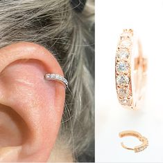 Boucle d'oreille hélix CZ - Rose / Or / Argent - Boucle d'oreille unique Créole pavée de diamants oxydes de zirconium cubiques scintillants. Diamètre intérieur de la boucle d'oreille : 9 mm Les boucles d'oreilles sont disponibles en : argent sterling 925, argent plaqué or, argent plaqué or rose. oooooo * Sans nickel * Résistant à la ternissure * Aucune réaction allergique * Politique de retour de 30 jours * Acceptez les remplacements et les commandes personnalisées oooooo * Nous expédions tous l Gold Helix Piercing, Helix Jewelry, Helix Hoop, Helix Earring, Cartilage Hoop, Cartilage Earring, Helix Earrings, Helix Piercing, Cartilage Earrings