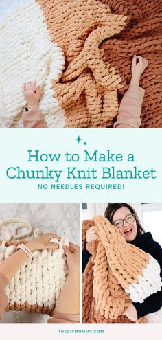 how to make a chunk knit blanket no needles required