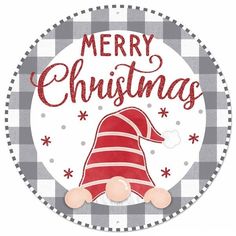 a merry christmas sticker with an image of a gnome's hat on it