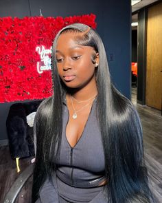 Jet Black Side Part Frontal Wig Straight, Wig Install Styles Middle Part, Deep Side Part Wig Install, Side Part No Edges, Jet Black Side Part Frontal Wig, Side Part Hairstyles Wig, Frontal Pronto, Straight Side Part Wig, Frontal Styles